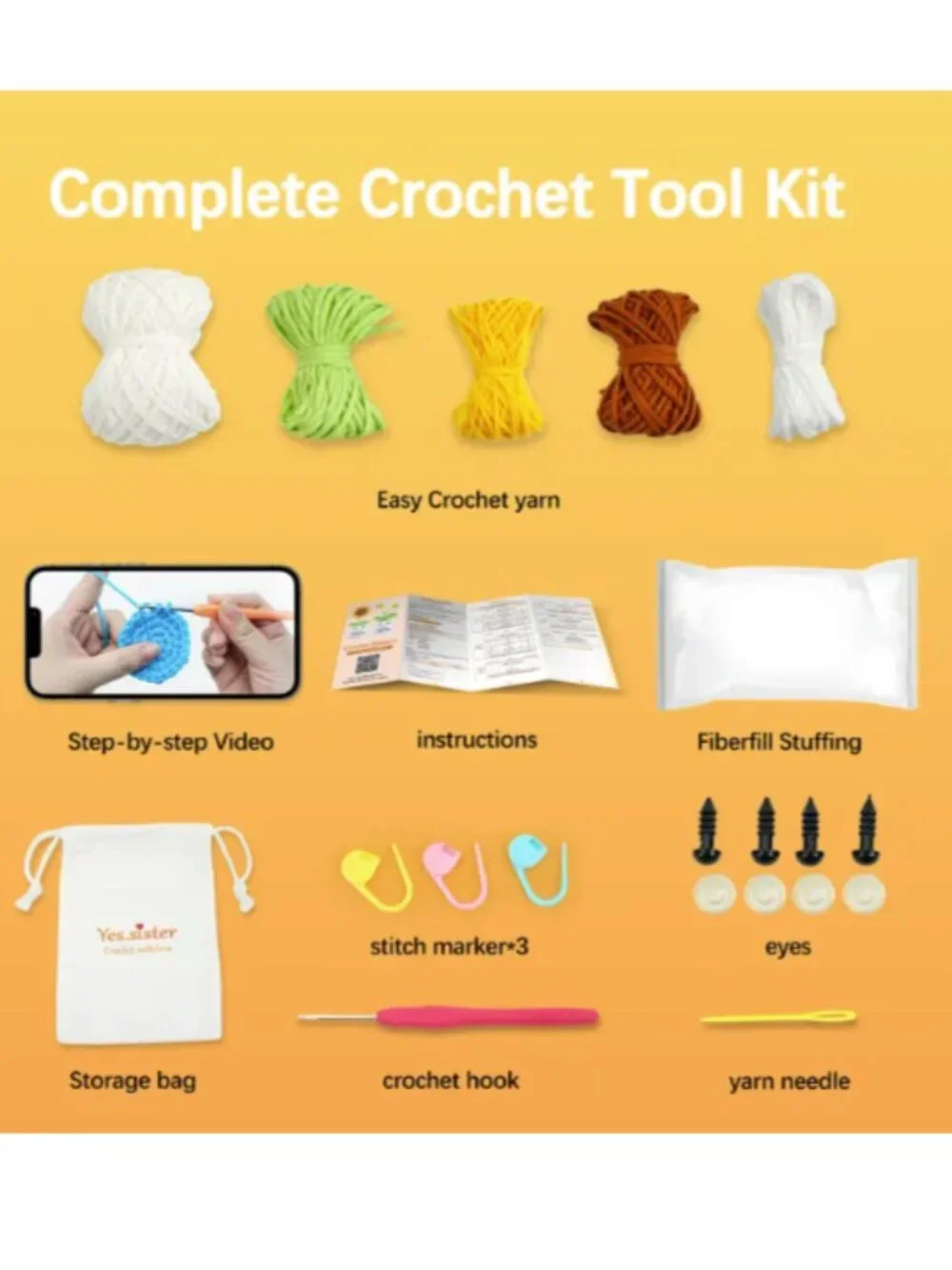 Emotional Support Amigurumi Sunflower Daisy Flower Crochet Kit DIY 5